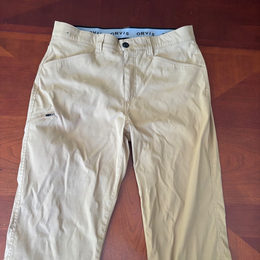 Orvis | Mens Tech Pants | 36x30 | Khaki Tan | Water Repellent Stretch Hiking